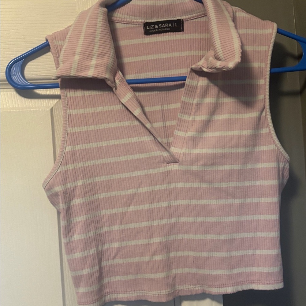 Pink Striped Sleeveless Top